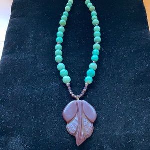 Turquoise & garnet necklace Pendant resin sub